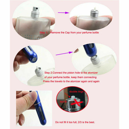 5X Refillable Travel Perfume Atomizer Spray Bottle 5ML/8ML