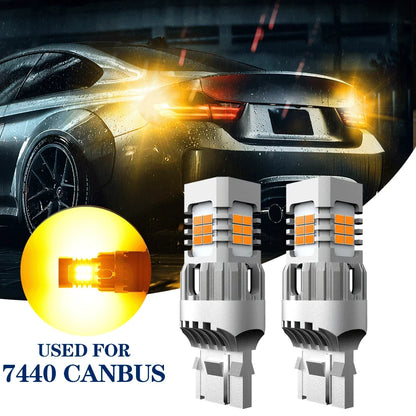 2X CANBUS 7440 LED Amber Turn Signal Bulbs for