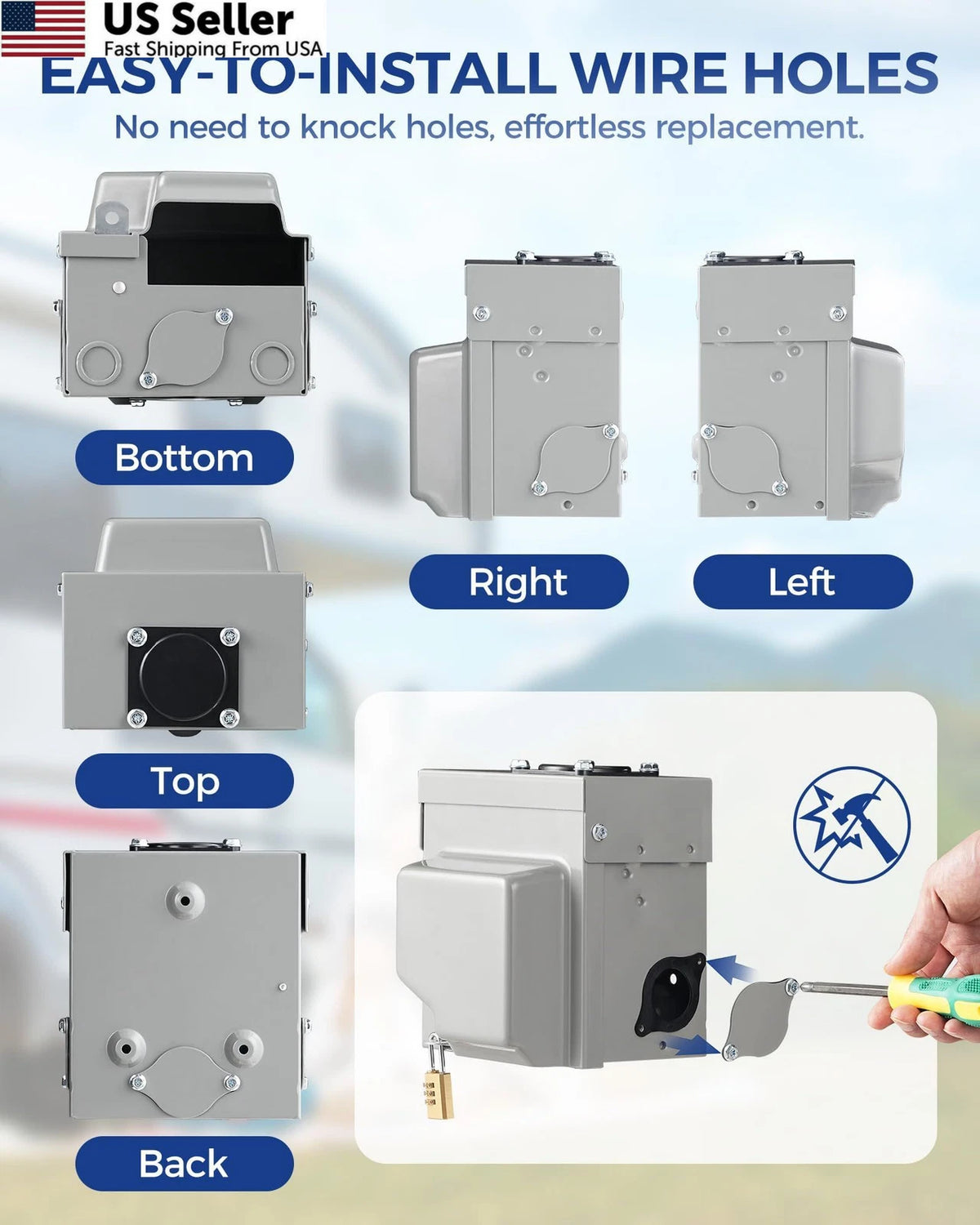 50 Amp RV Power Outlet Box for RVs (125/250V NEMA 14-50R)