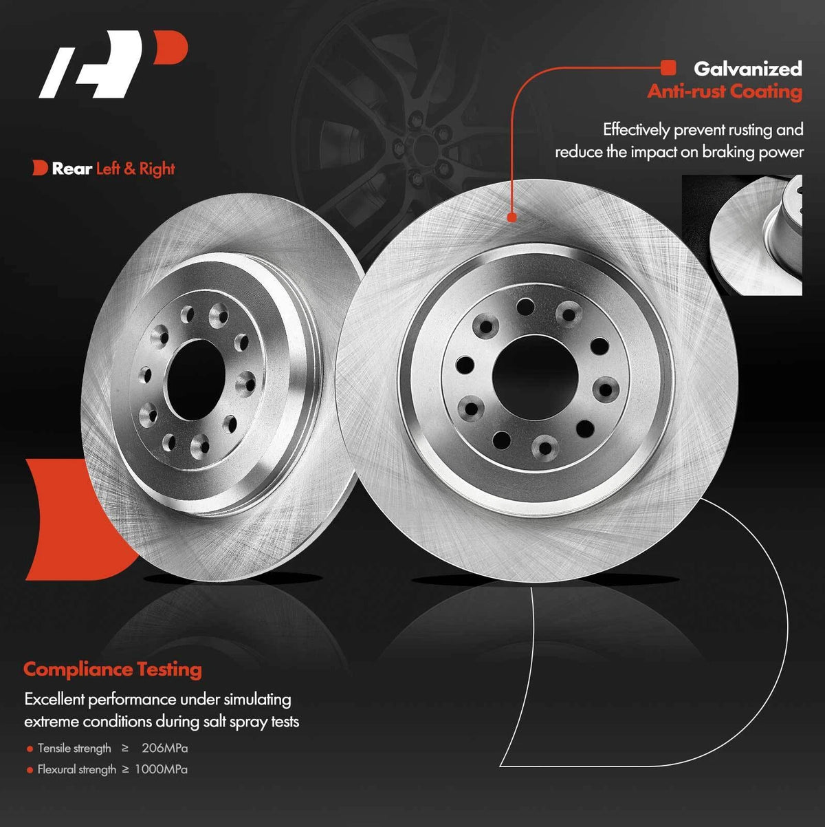 Disc Brake Rotor & Pads + Hub Bearing for Ford Flex Edge Taurus (680686R, PRT5898)