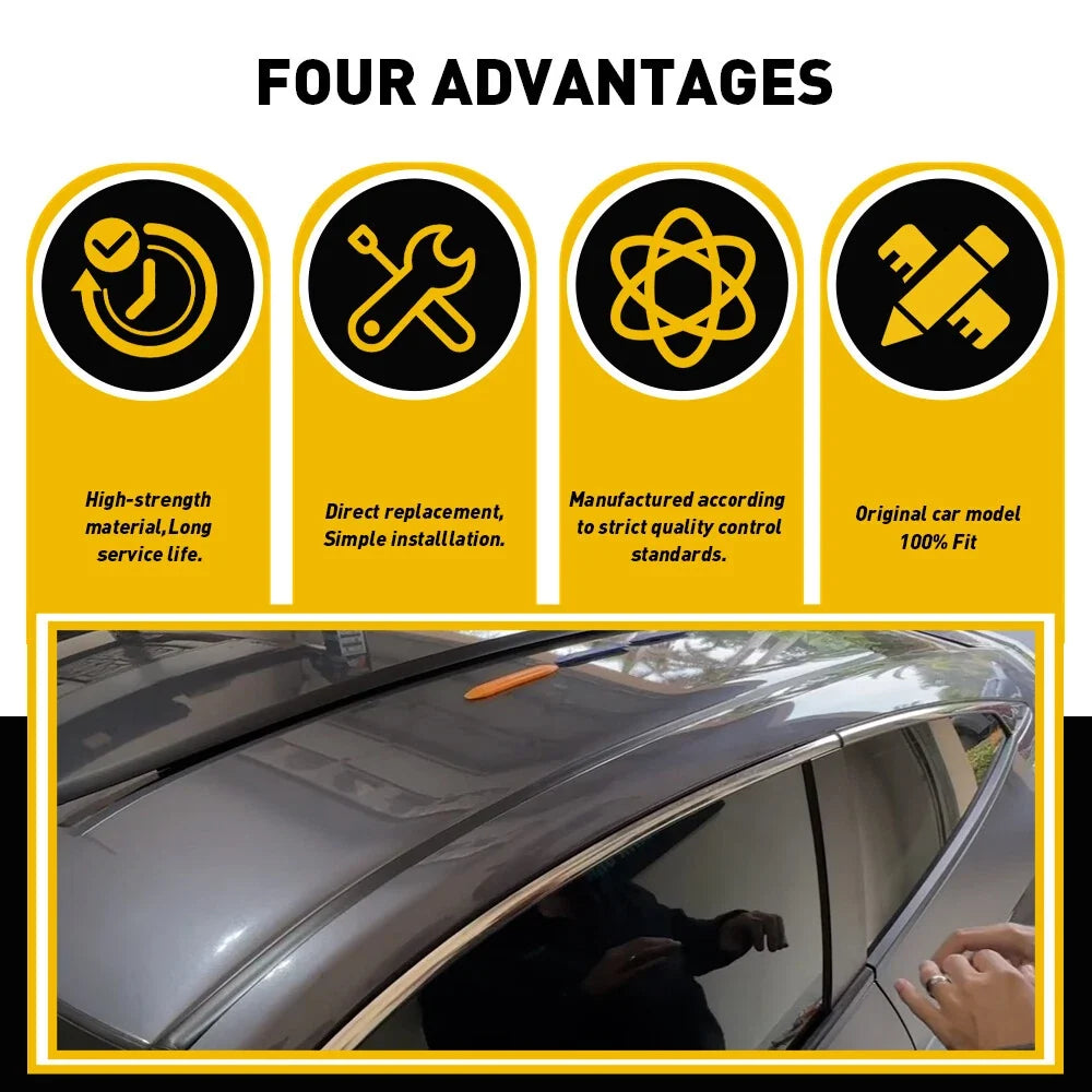 2X Black Roof Trim Molding Kit for Honda Civic Sedan 2012–2015