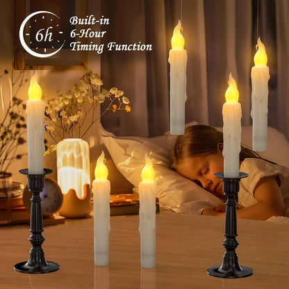 Set of 6 Flameless LED Taper Candles with Timer