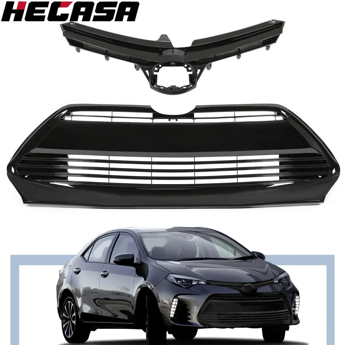 Front Bumper Upper & Lower Grille for Toyota Corolla (2017–2019)