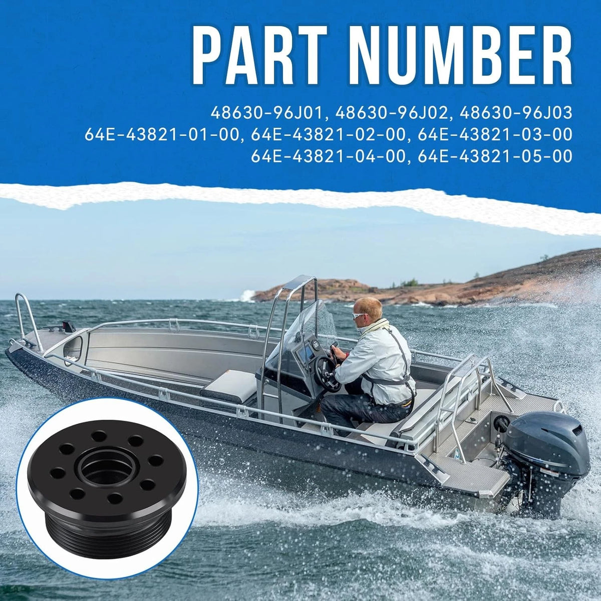 1x Screw Trim Cylinder Cap for Yamaha Outboard 115-225HP (1993–Present) 64E-43821-05, 48630-96J01