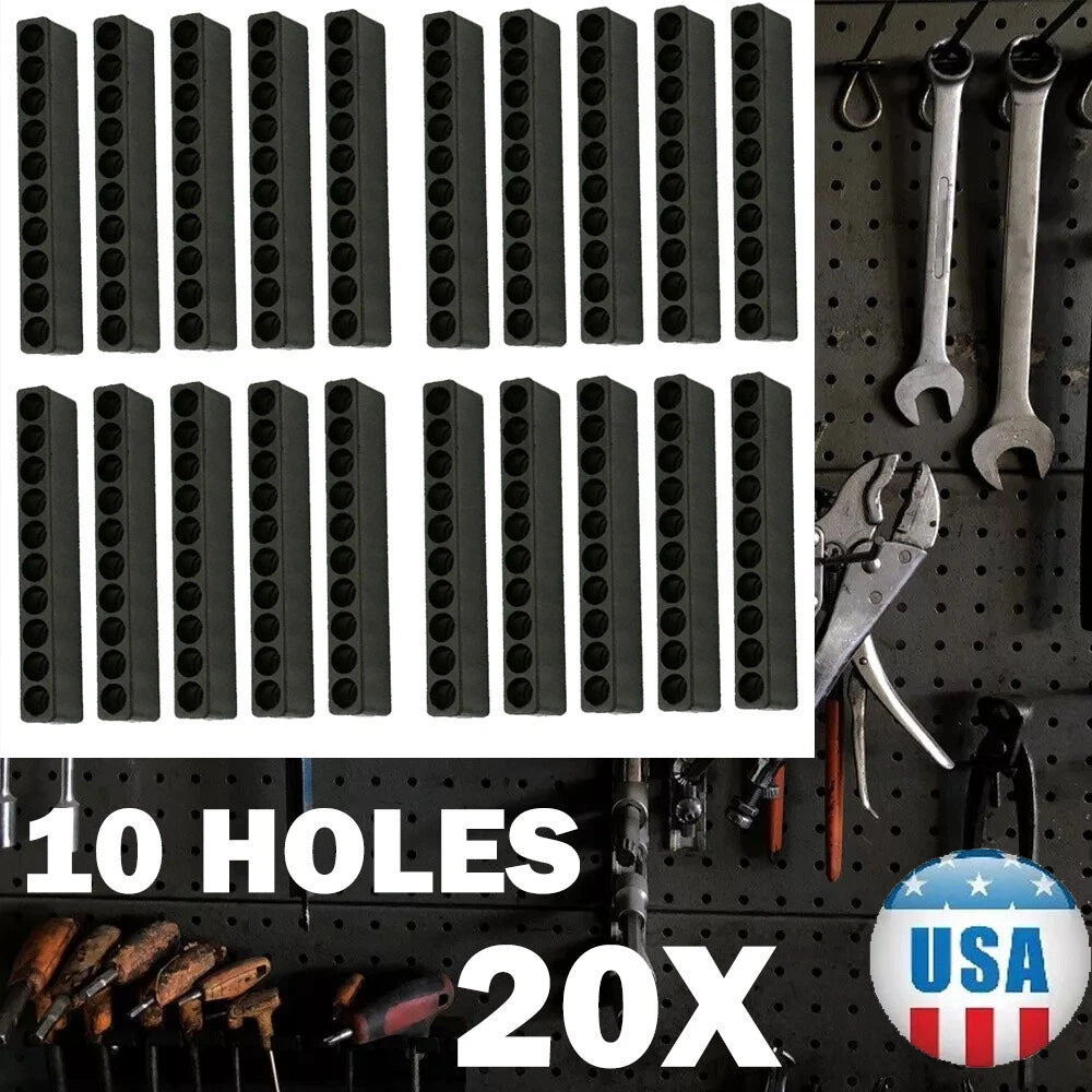 20PC Screwdriver Bit Holder with 10 Holes for 1/4 Hex Shank Storage Case