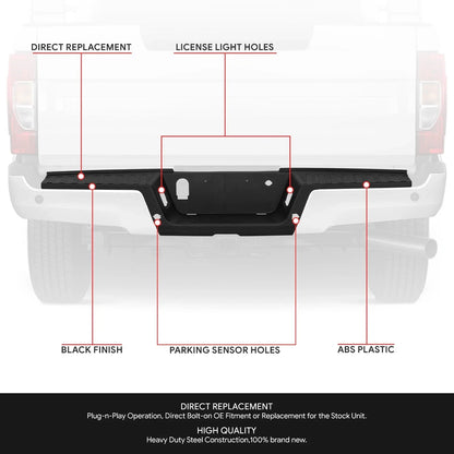 Rear Bumper Step Pad for Ford F-250 F-350 SD (2017–2022) w/ Sensor Holes Black