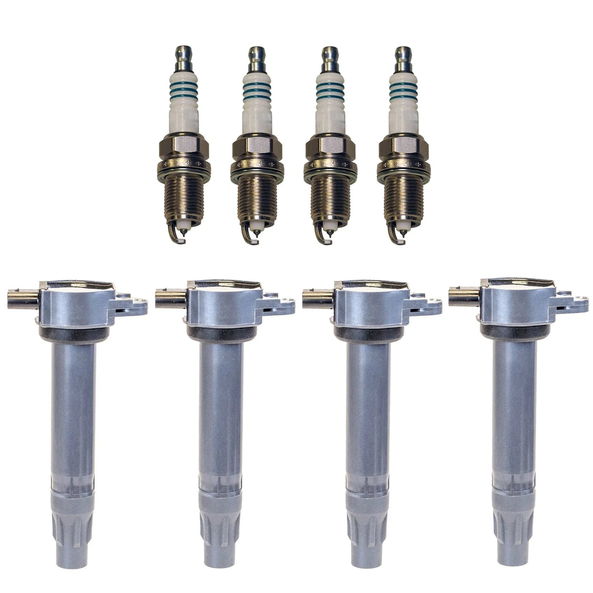 Set of 4 Denso Ignition Coils & Iridium Spark Plugs for Dodge Chrysler Jeep