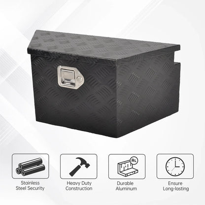 Tool Box for Pickup Truck (26"x13.3"x12") - Black Aluminum, Lock & Key