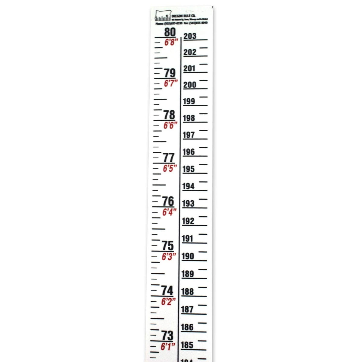 80 Inch White Fractional Metric Height Rule Measuring Tape