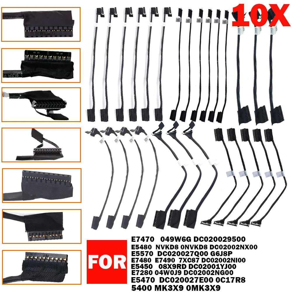 10x Battery Cable for Dell Latitude E7470 E5480 E5570 E7480 E5450 E7280 E5470