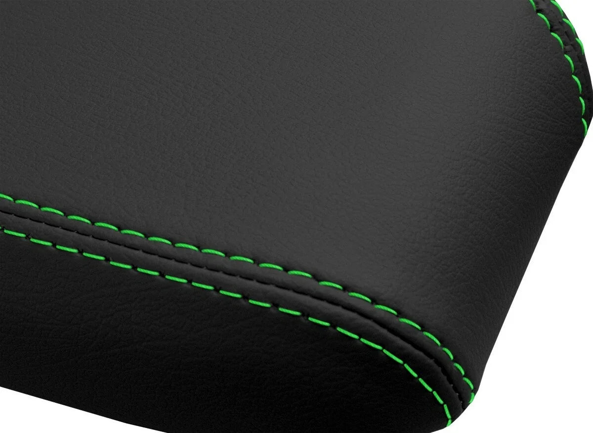 Leather Console Lid Armrest Cover for Toyota Tacoma (2016–2019) Green Stitch
