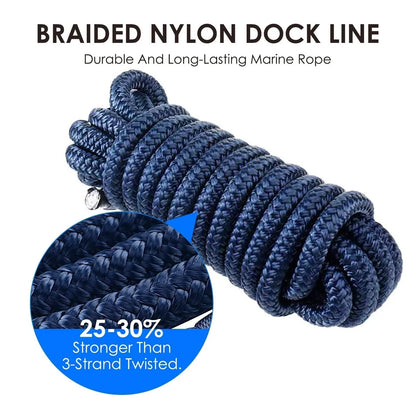Set of 4 Double Braided Nylon Boat Dock Lines for (20FT)