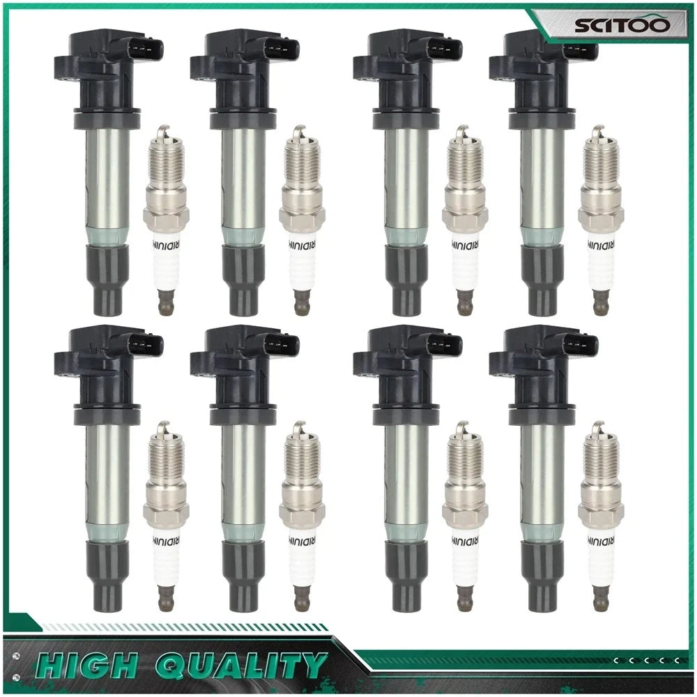 Set of 8 Ignition Coils & Spark Plugs for Buick Lucerne Cadillac DTS (2007–2011)