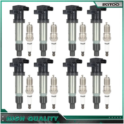 Set of 8 Ignition Coils & Spark Plugs for Buick Lucerne Cadillac DTS (2007–2011)