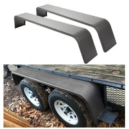 Set of 2 Diamond Tread Plate Double Tandem Axle Trailer Fenders 10-1/4"x72-7/8"x13"