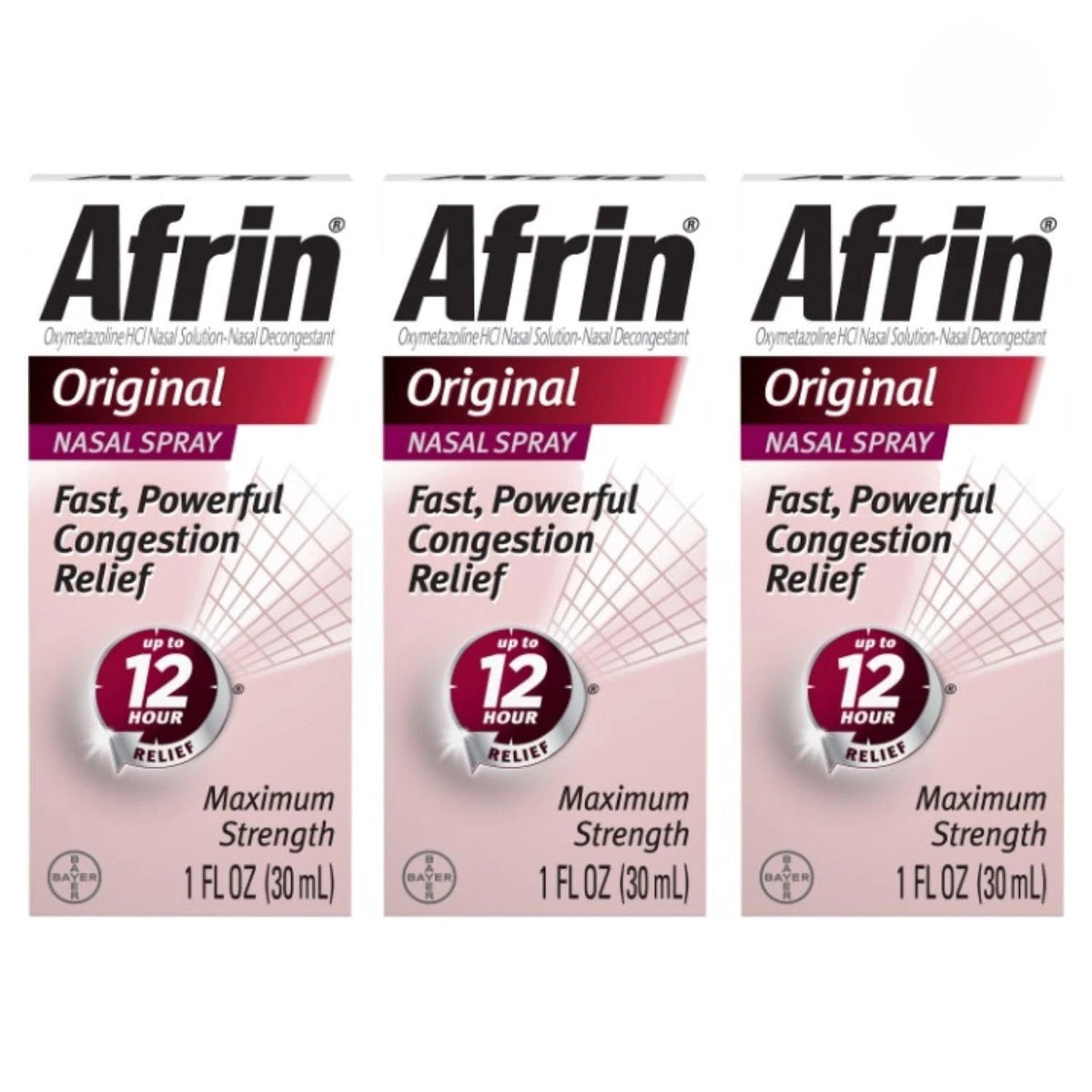 Pack of 3 Afrin Original Maximum Strength Nasal Congestion 1 Fl Oz