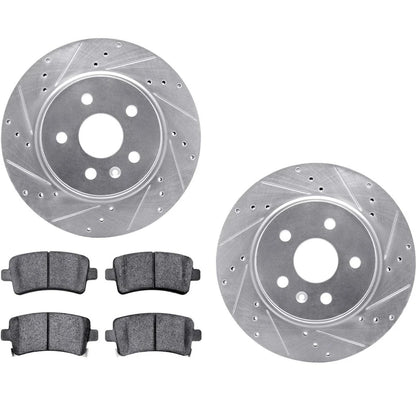 Set of 2 Rear Rotors for Chevy Impala (2014–2020) ALX-PAU-DF-7512-65024-CLA5, Drilled and Slotted