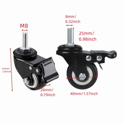 Set of 4 Heavy Duty 1.5 Inch Swivel Caster Wheels - Black