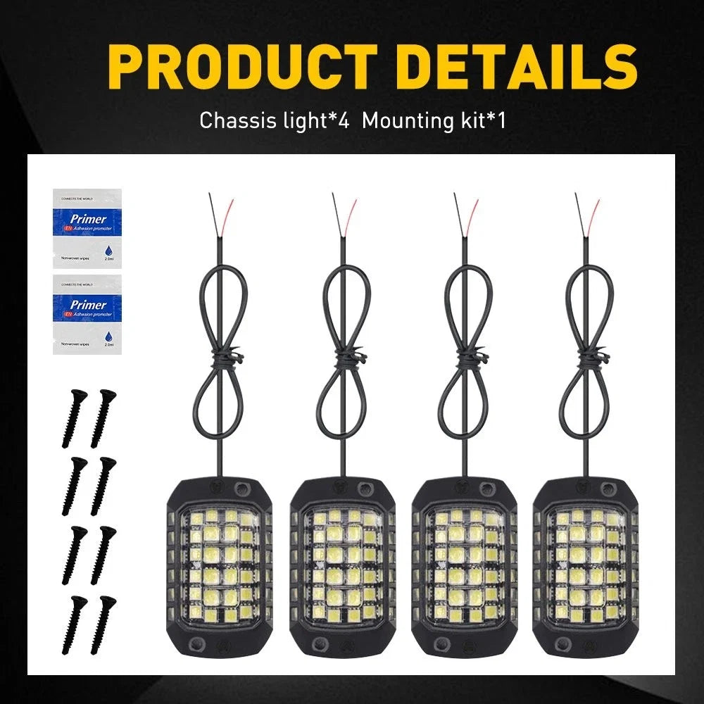 Set of 4 LED Rock Underbody Light Pods for SUV Pickup UTV Truck