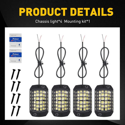 Set of 4 LED Rock Underbody Light Pods for SUV Pickup UTV Truck