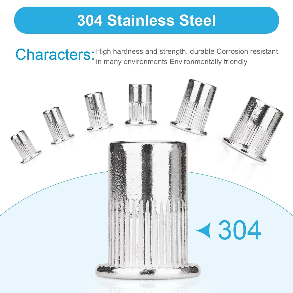 100Pcs 1/4"-20 Rivet Nut for Various Applications (304 Stainless Steel)