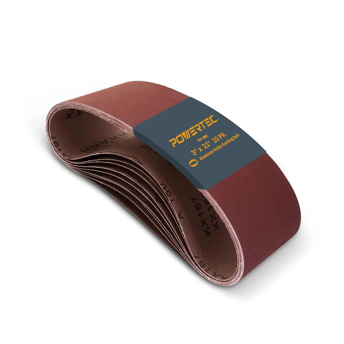 3 x 21 Inch Sanding Belts for POWERTEC (10PK, 100 Grit)