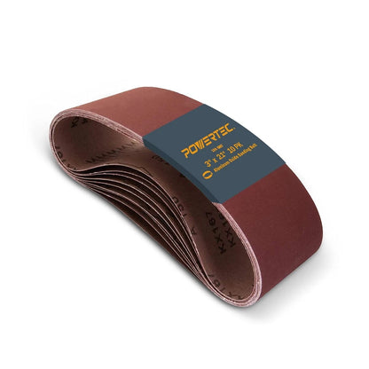 3 x 21 Inch Sanding Belts for POWERTEC (10PK, 100 Grit)