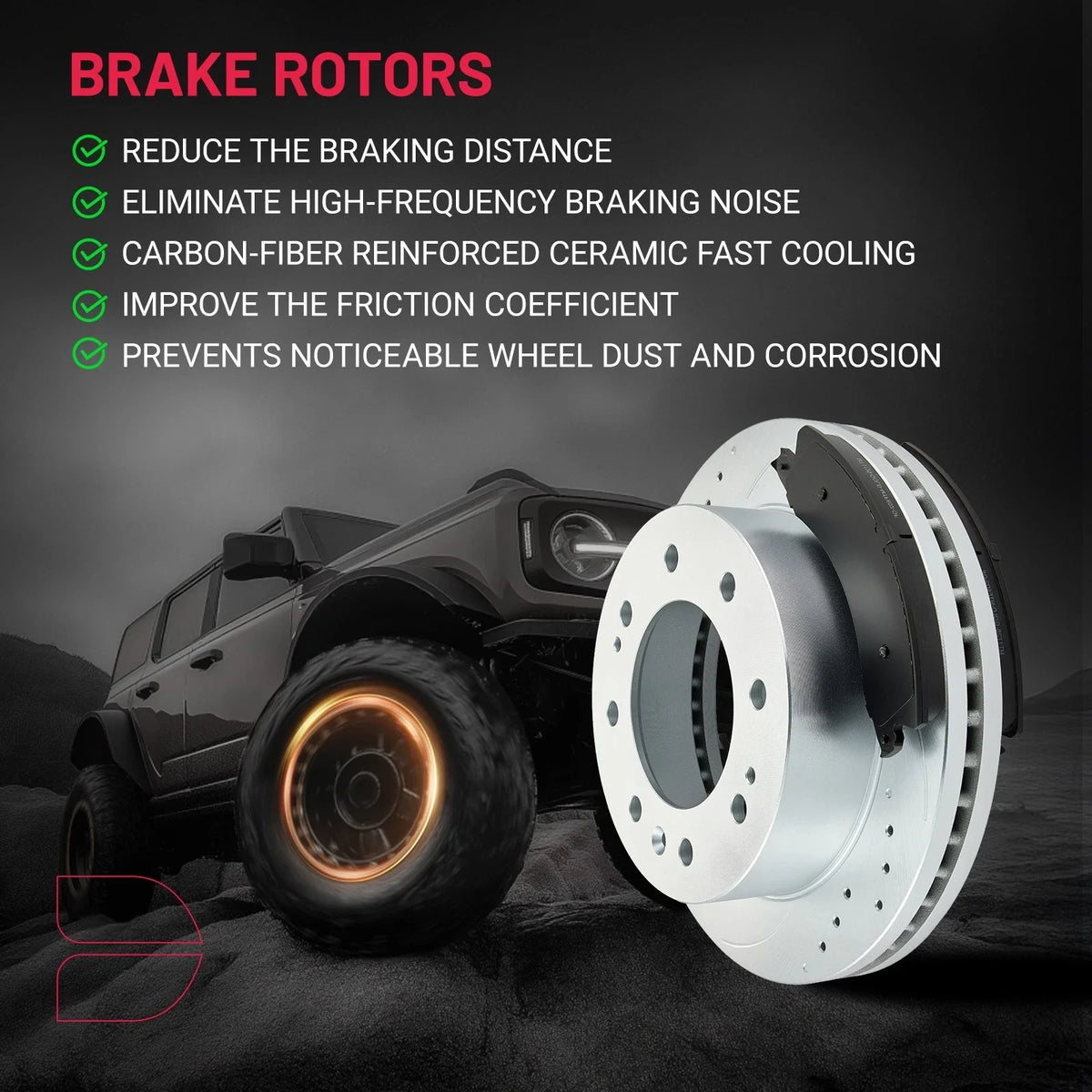 Drilled Rotors and Ceramic Brake Pads for Honda CR-V 2007–2016 (2.4L)