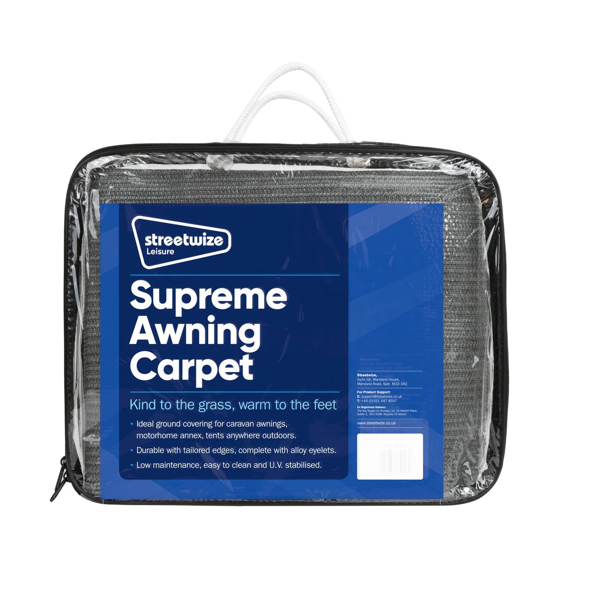 2.5 x 7.5m Awning Carpet for Caravan (LWAG2575) - Charcoal/Grey Groundsheet