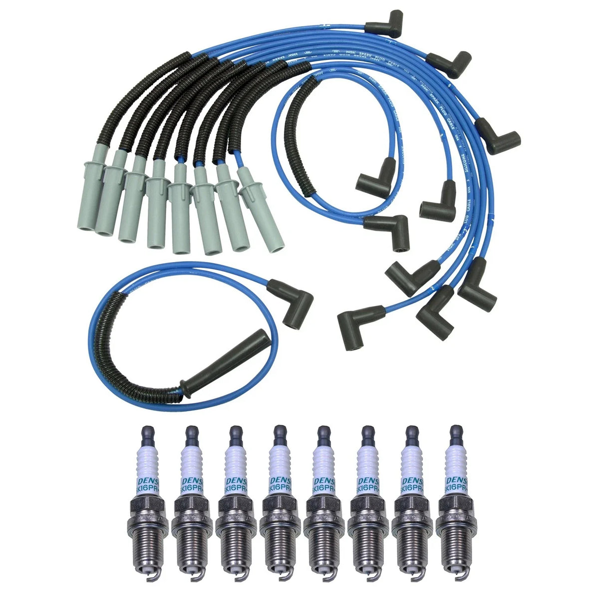 NGK Wire Set & Denso 8 Iridium Spark Plugs Kit for Ram 1500 V8 (1994–2001)