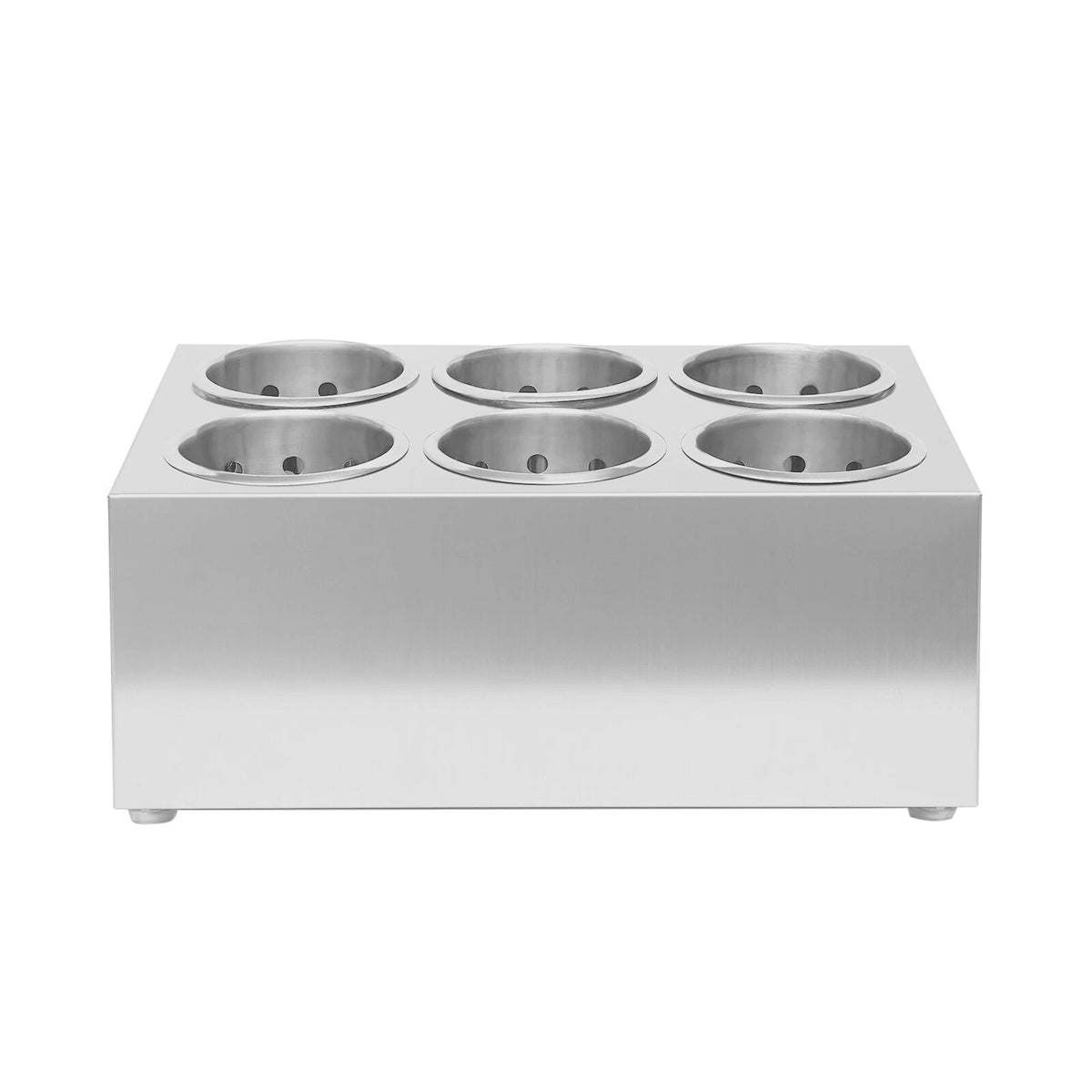 Flatware Holder for Commercial Use - Stainless Steel Cylinder, 6 Holes