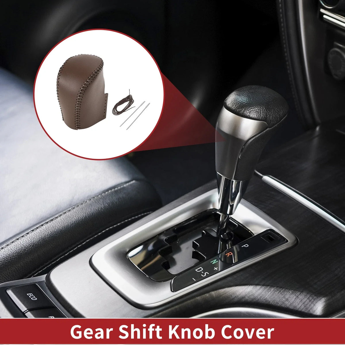 1 Pcs Gear Shift Knob Cover for Honda HR-V (2023–2024) Brown Faux Leather