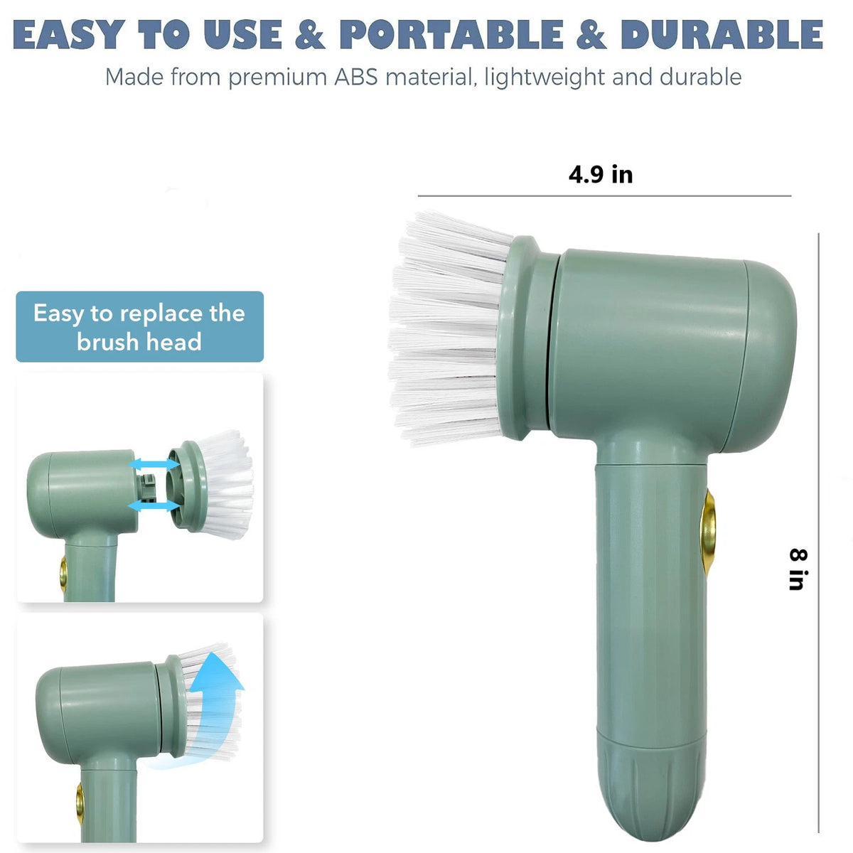 Electric Spin Scrubber for Cordless Cleaning Brush & Replaceable Head