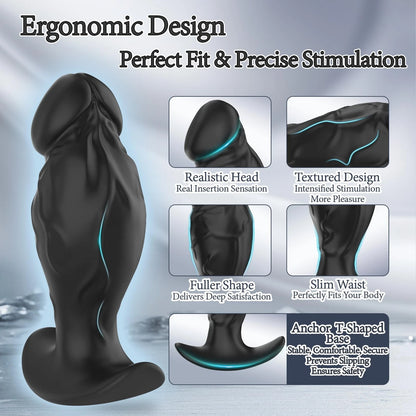 3X Silicone Butt Plug Set for Men Women (Black)