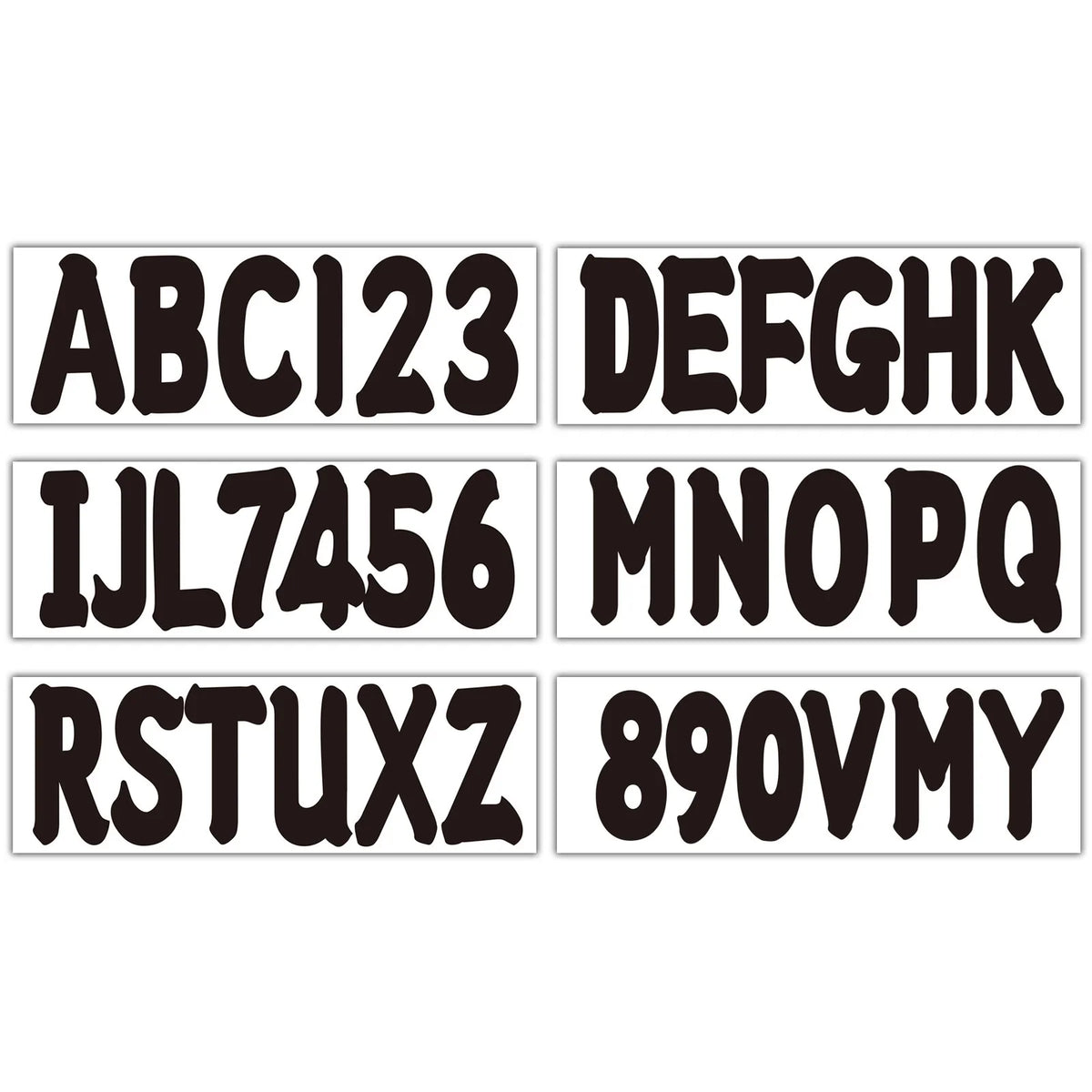 Set of 4 Boat Registration Number Sticker Decals A-Z & 0-9 Black