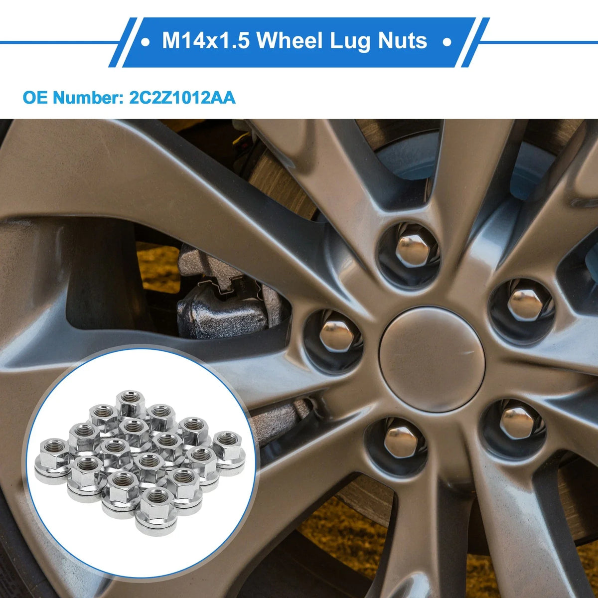 16 Pcs M14x1.5 Wheel Lug Nuts for Ford F-250 Super Duty (2003–2016) No.2C2Z1012AA