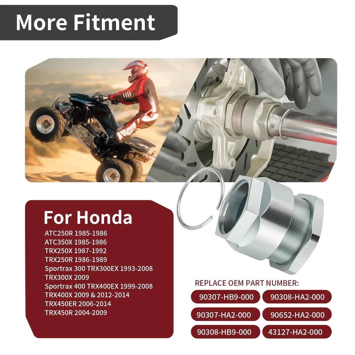 Axle Lock Nut Kit for Honda TRX 250R 250X 300EX 350X 400EX 400X 450R 450ER