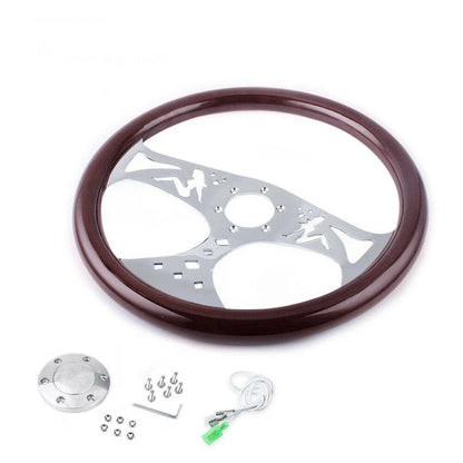 Racing 380mm 15" Classic Wood Grain Deep Dish Steering Wheel for Universal