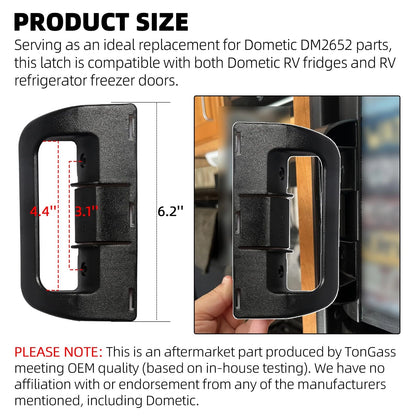 2X RV Refrigerator Door Handles for Dometic DM2652 DM2852 (Upper Lower Black)