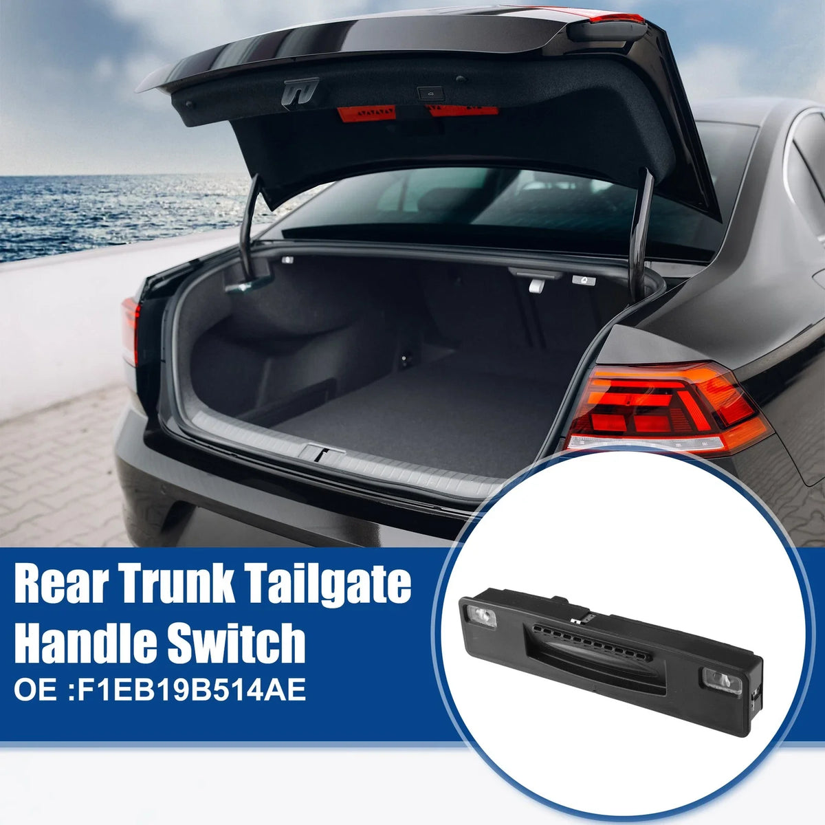 Rear Trunk Tailgate Lock Release Handle Button for Ford Fiesta (2017–2023)