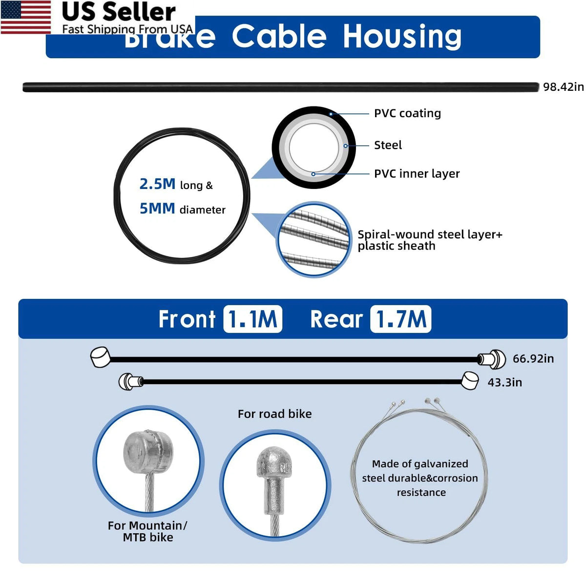 Universal Bike Brake Cable and Shift for (Universal)