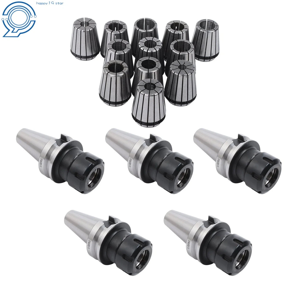 Set of 5 BT40 ER32 Precision Chucks with 12 Collets for High Speed (20000RPM)