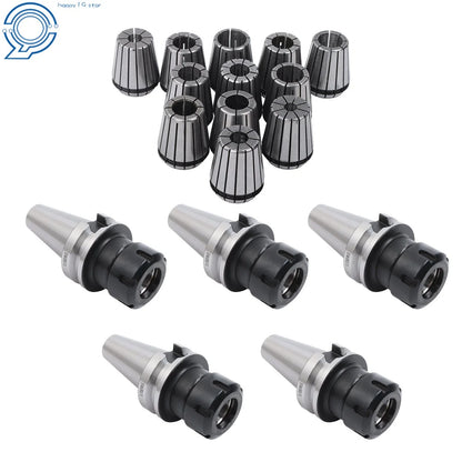 Set of 5 BT40 ER32 Precision Chucks with 12 Collets for High Speed (20000RPM)
