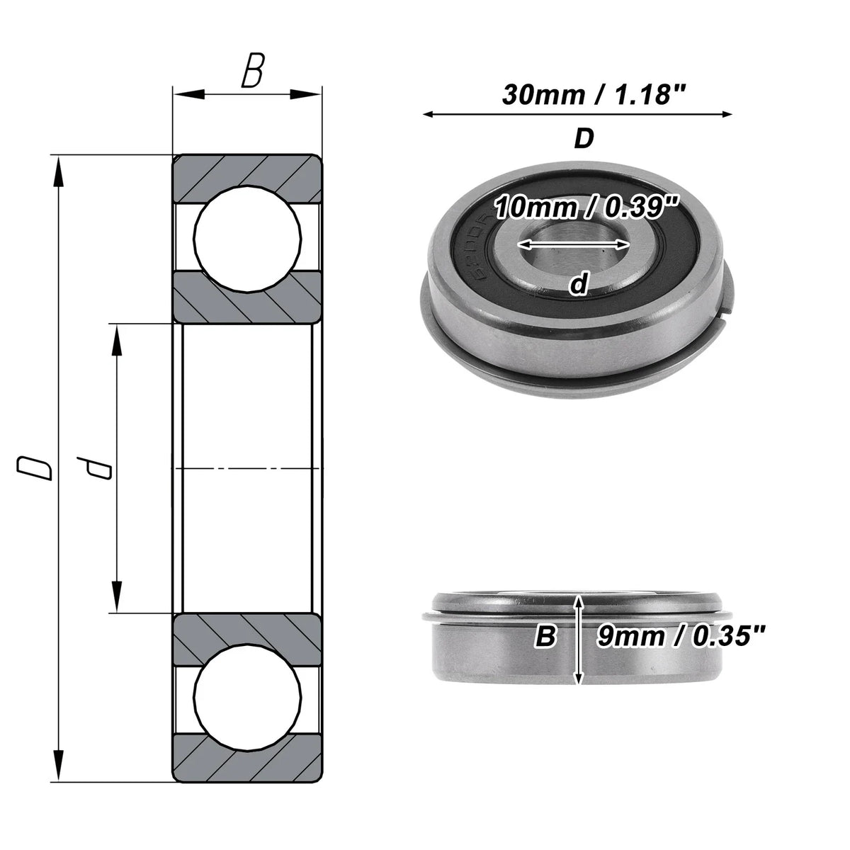 1Pc 6200NR2RS Deep Groove Ball Bearing for Scooter Skateboard (N/A)