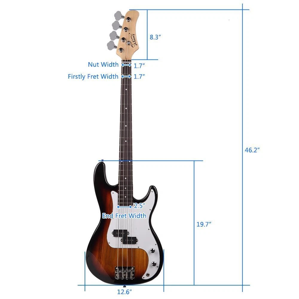 46 Inch Electric Guitar Bass for Glarry (No Part Numbers)