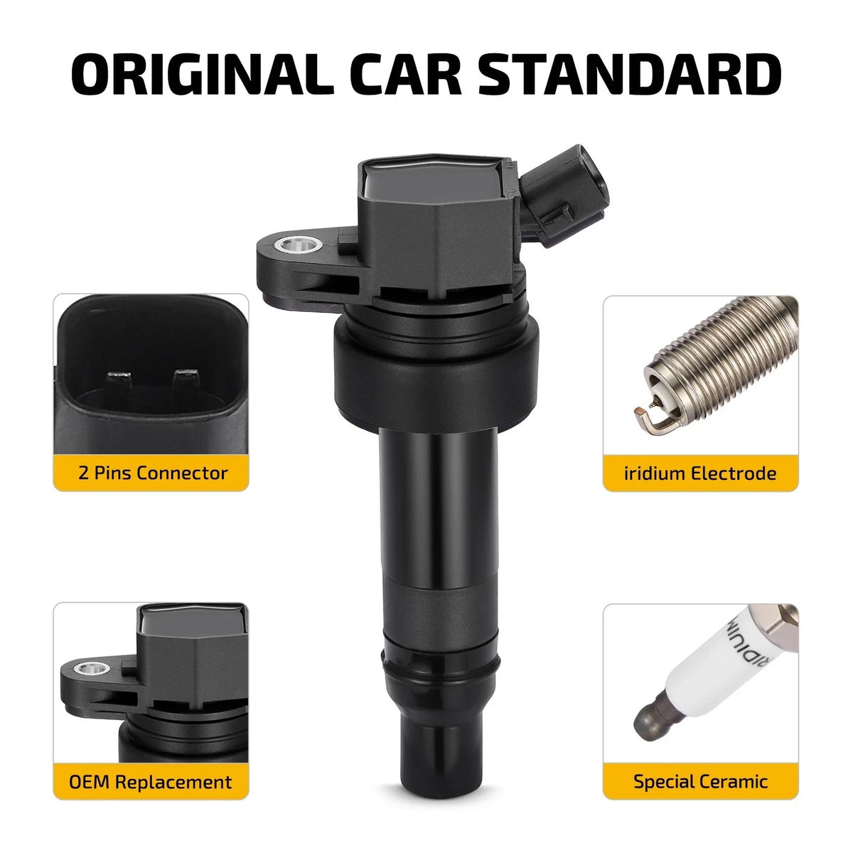Set of 4 Ignition Coils for Hyundai Veloster 1.6L (2013–2015) Kia Forte Koup