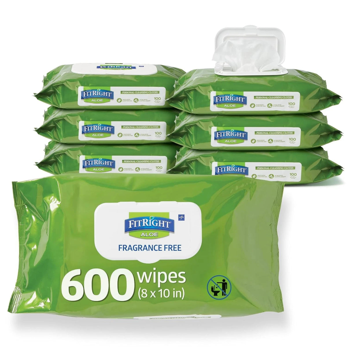 Sensitive Skin Unscented Aloe Vera Cleansing Wipes (8x10)