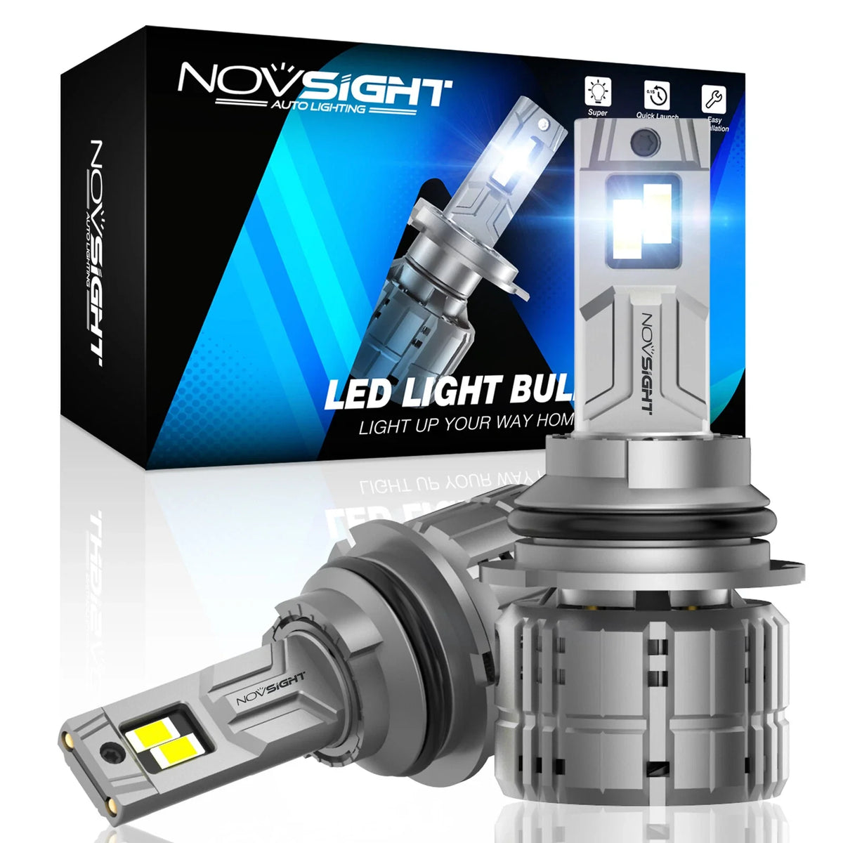 2X 9007 HB5 LED Headlight Bulbs Kit for NOVSIGHT (200W, 40000LM, 6500K)