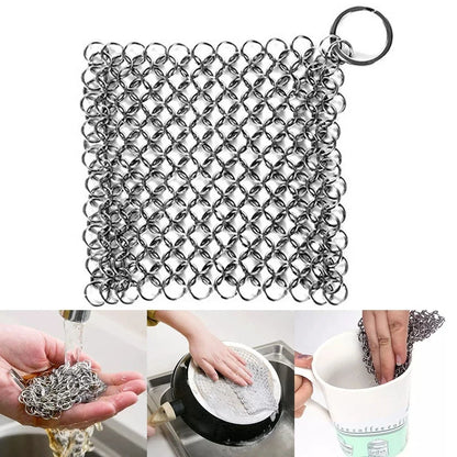 Stainless Steel Chain Mail Scrubber for Cookware Kitchen Tool