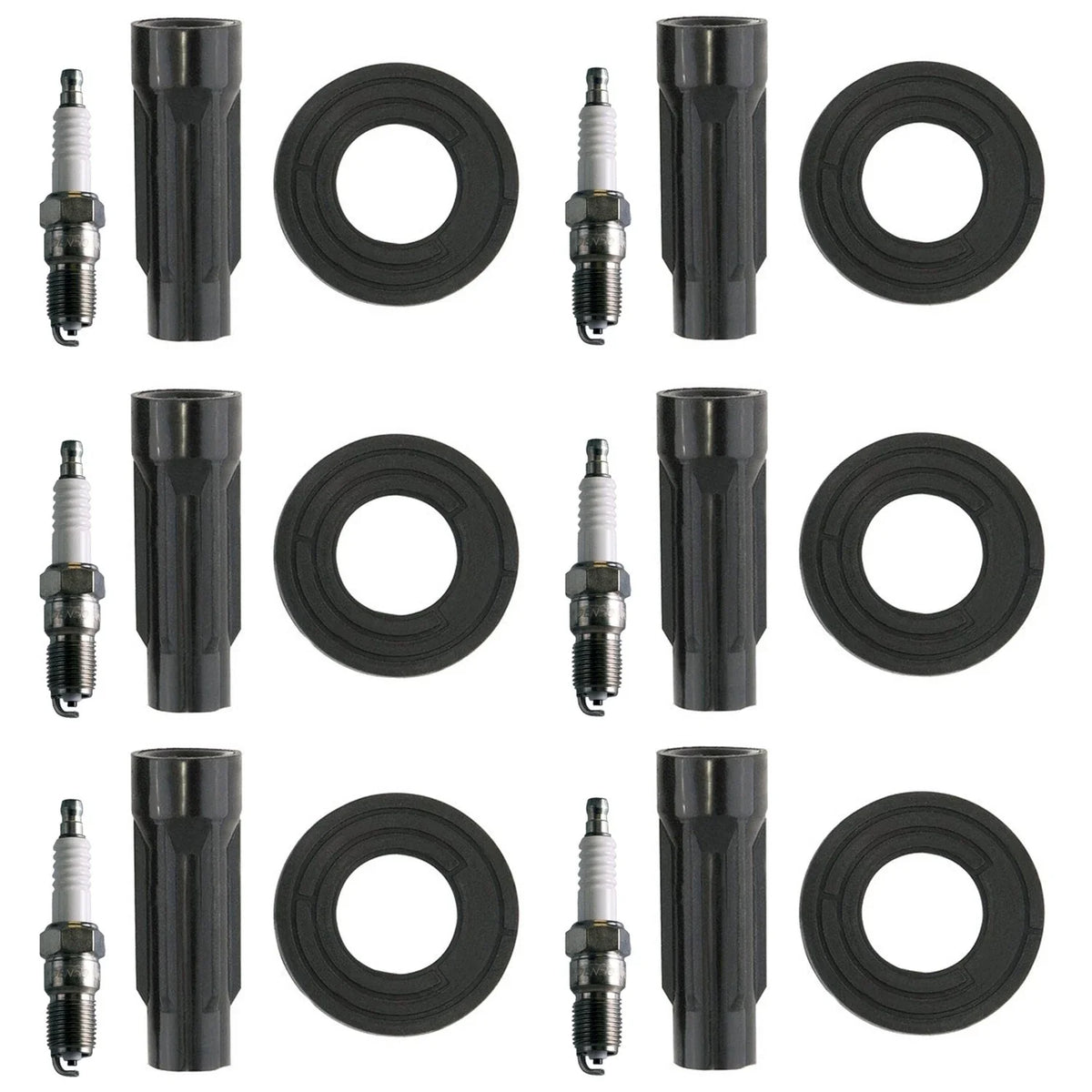 Set of 6 Denso Standard Spark Plugs & Coil Boots for Ford Escape, Mercury Milan (2001–2012)